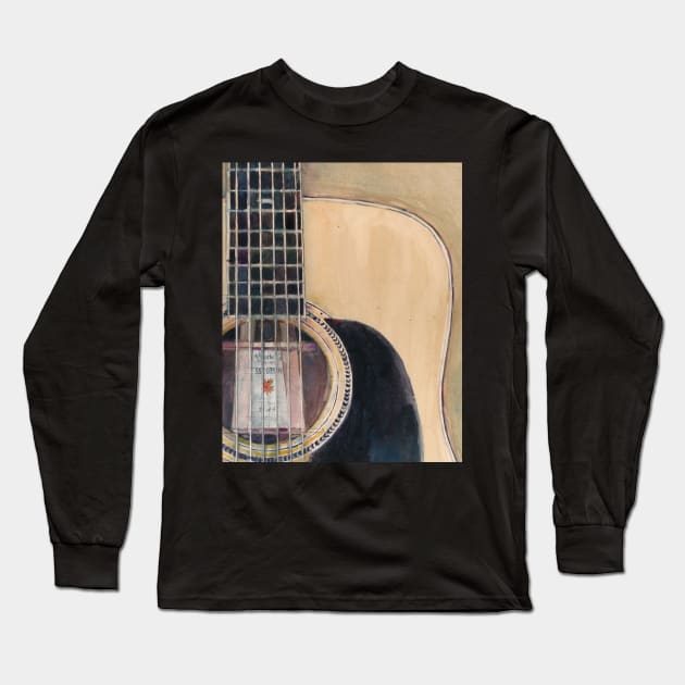 Martin Acoustic Guitar SSC-D35-14 - from Canada - Watercolor Art Print Long Sleeve T-Shirt by dfrdesign